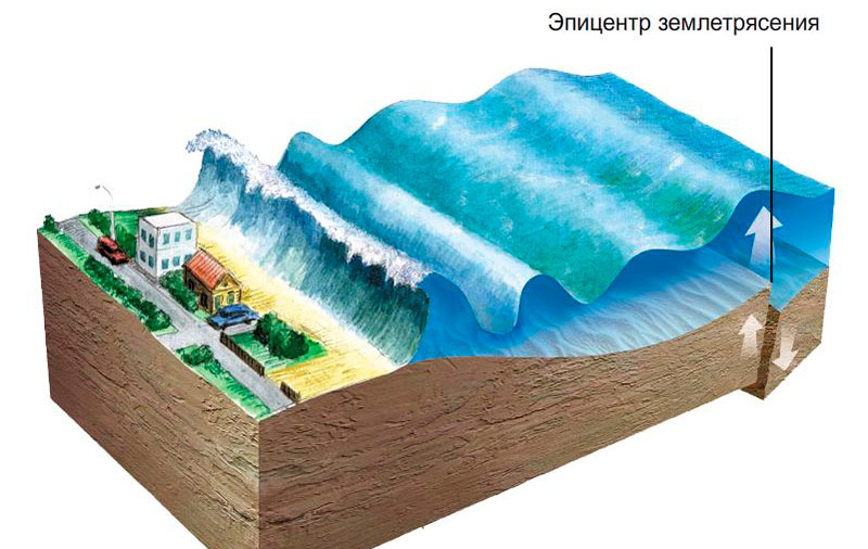 как происходит цунами при землетрясении